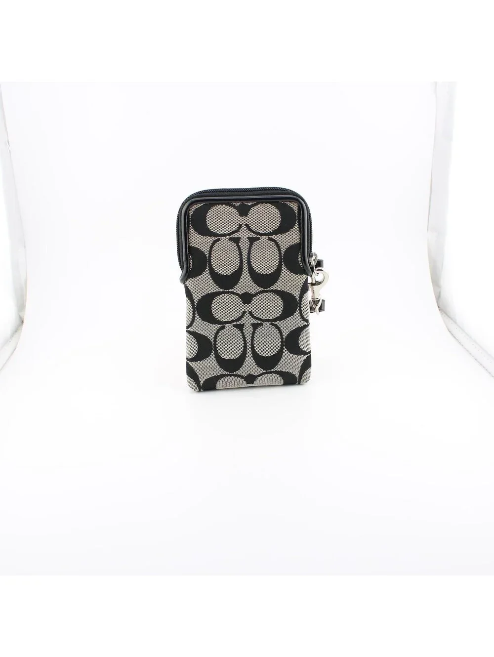 Coach Y2K Black Signature C Monogram Vertical Phone Bag Pouch Wristlet